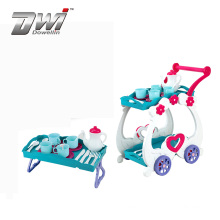 DWI Hot selling kids tea time trolley plastic tea set toy for wholesale